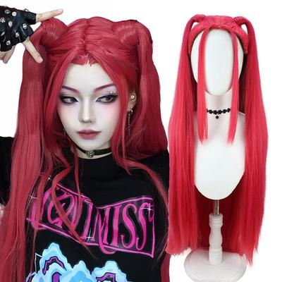 Anime Singer Cosplay Wig Mira Red Long Hair Heat Resistant Synthetic Wigs Carnival Props