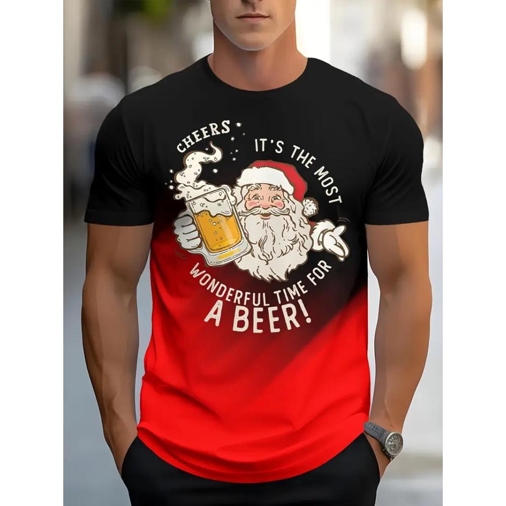 Fun Santa Claus T-shirt men's top short sleeved T-shirt round neck Y2k clothes oversized summer T-shirt men's casual wear