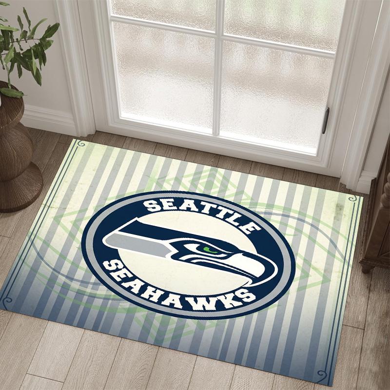 Seattle Seahawks Design Crystal Velvet Carpet Cozy Non?Slip Printed Rug For Bedroom Living Room Entrance