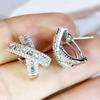 Cross Design Sparkling Stud Earrings for Women Elegant Style