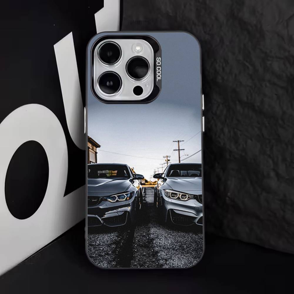 Negro Blanco para B-BMW Funda de Teléfono Para iPhone 16,15,14,13,12,11,8,7,Pro,Max,Plus,Mini,XS,SE Anti Caída Negro Mate Duro