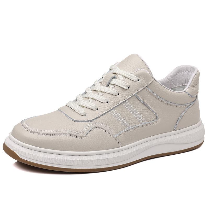 2025 new first-layer cowhide men's leather shoes genuine leather casual shoes fashion white shoes men's board shoes men's shoes
