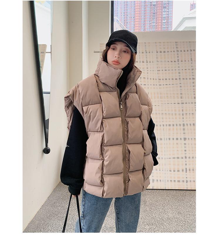 Damen Herbst und Winter Weste Damen Stehkragen geflochtene Weste Oberbekleidung Mode lose Weste Jacke ärmellos 5 Farben