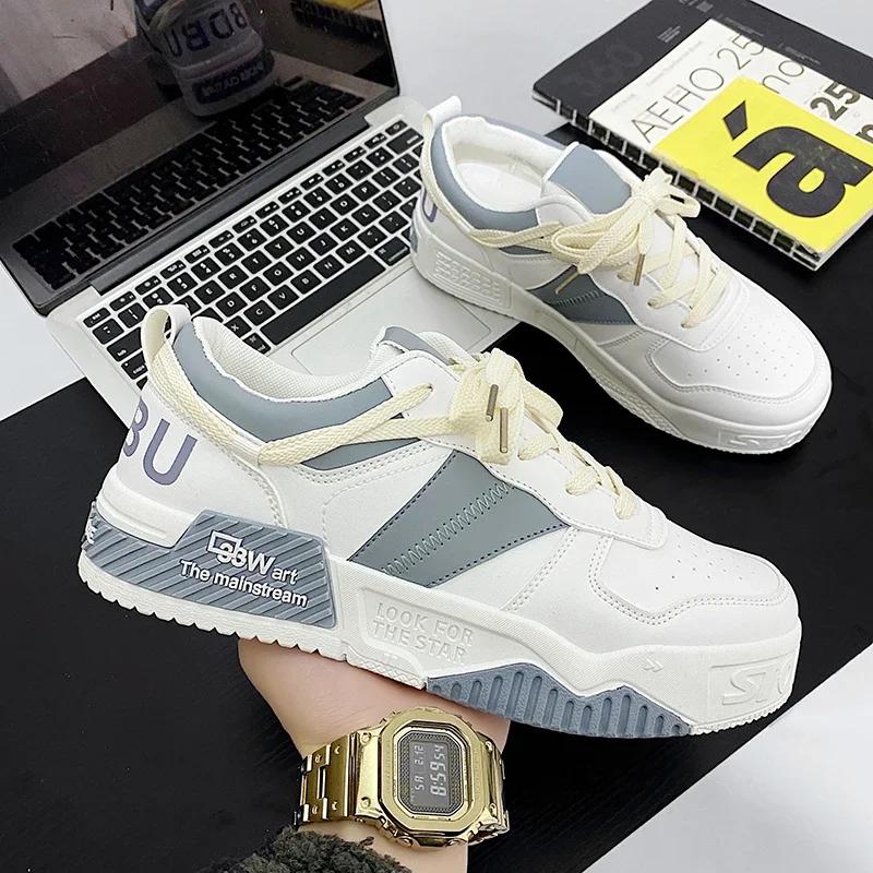 fashion Designer Shoes  Men Casual Platform Sneakes Two-tone Lace Up Trainers Fashion Student Sneakes Mens Vulcanized Tenis Masculino544