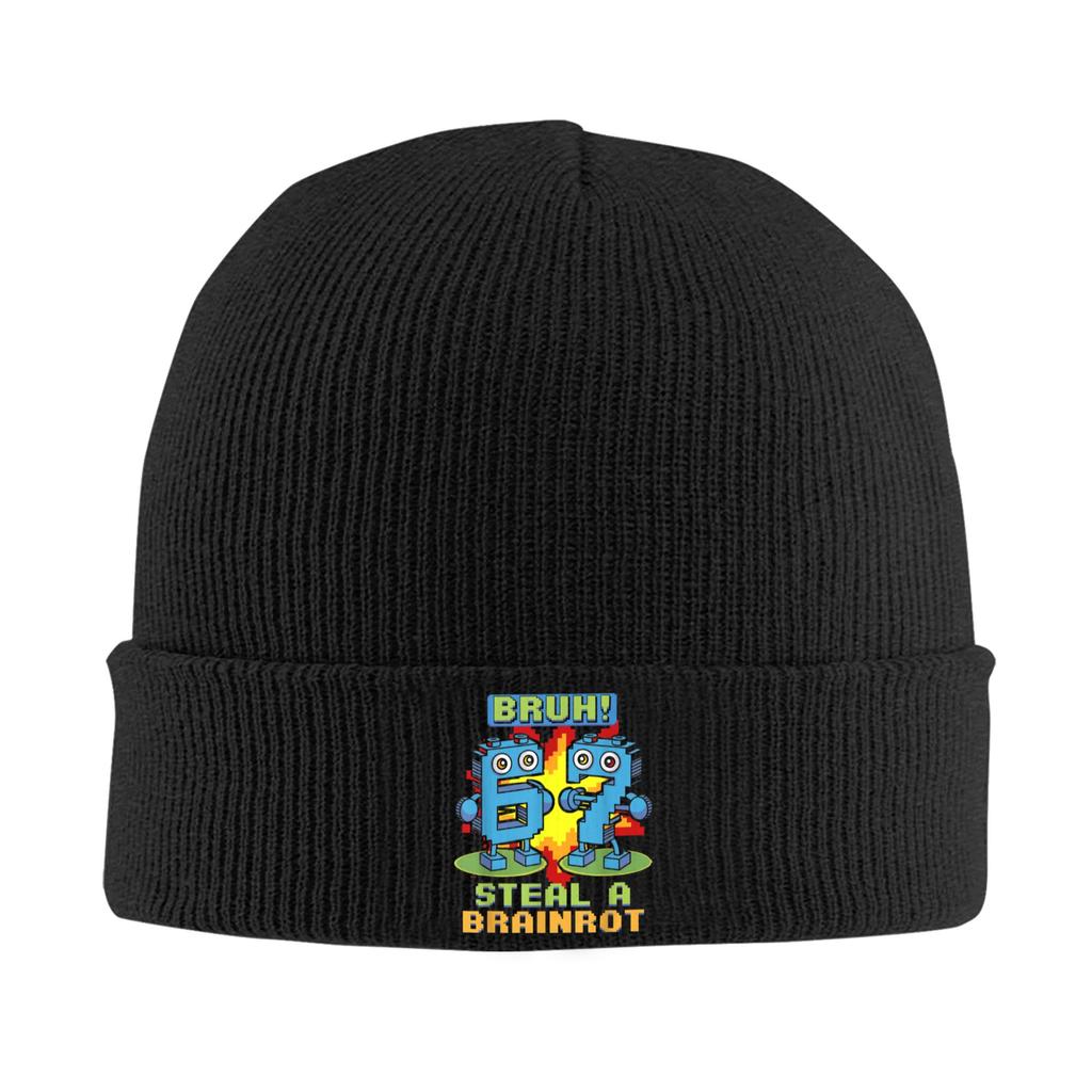 Steal a Brainrot Six Seven 67 Italienischer Brainrot Gaming Hut Herbst Winter Skullies Beanies Baggy Mützen Unisex Acryl Mütze