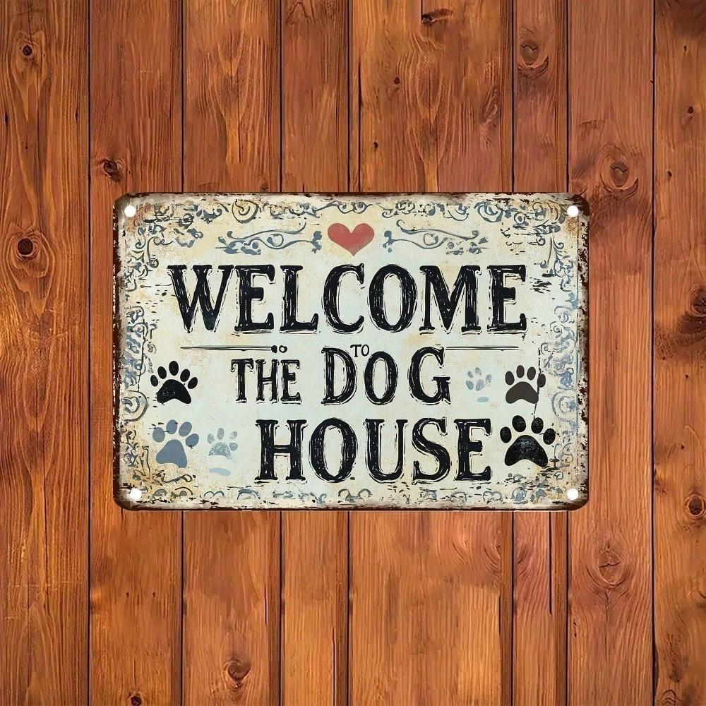 Vintage Dog House Tin Metal Wall Art Sign Outdoor Indoor Decor 8x12 Inches Farmhouse Garden Home Rustic