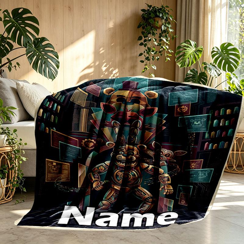 Custom Name Personalized Five Nights at Freddy's Print Blanket, Home Decor, Bedroom, Sofa, Camping, Couch, Gifts for Birthday Christmas