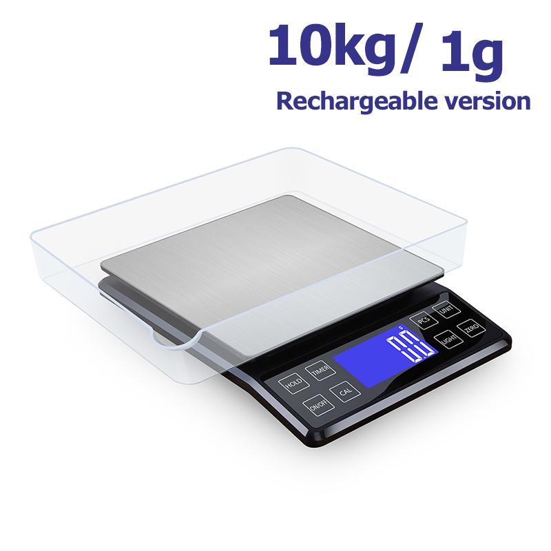New 0.1g High Precision Kitchen Scale 3kg/5kg/10kg Household Waterproof Balance for Food Weighing with 50g Weights and Scale Pan