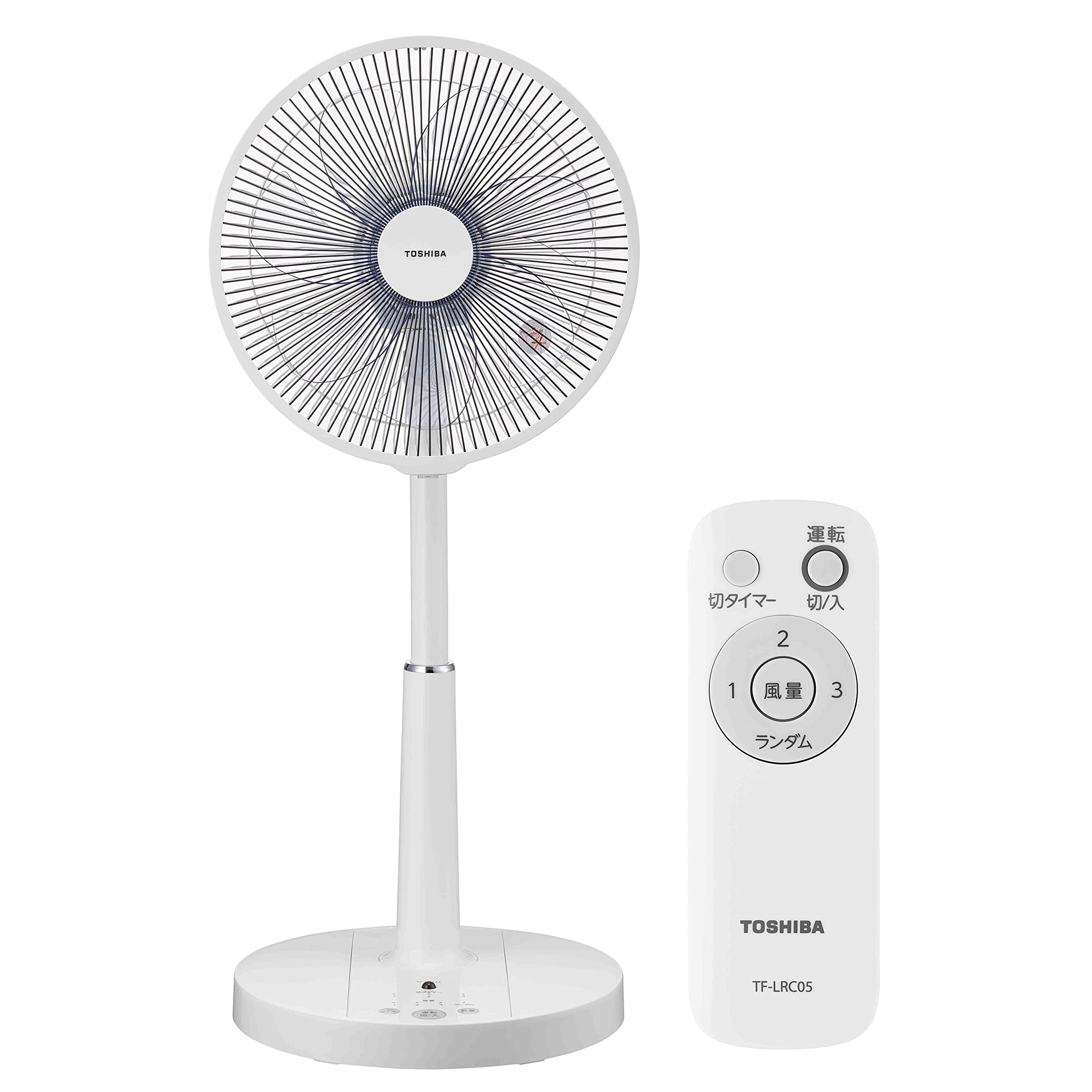 Ventilateur Toshiba Living Fan 7 pales Volume d'air 3 niveaux Vent aléatoire Minuterie d'arrêt avec télécommande Prévention de la poussière Moteur à courant alternatif oscillant Blanc TF-30AL24