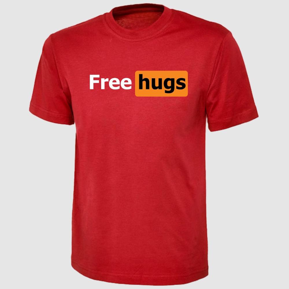 Free Hugs Man T-Shirt Short Sleeve Printed Funny Cotton Shirt Summer Novelty Gift Men Humour O-neck Tee Tops