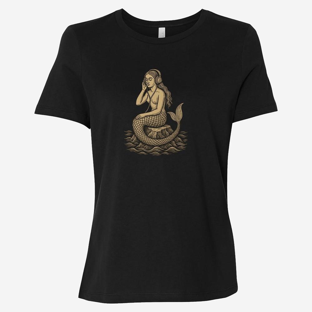 Mermaid with Headphones T-Shirt – Women’s Relaxed Graphic Tee – Ocean Fantasy#31 Unisex T-Shirt XXXXL