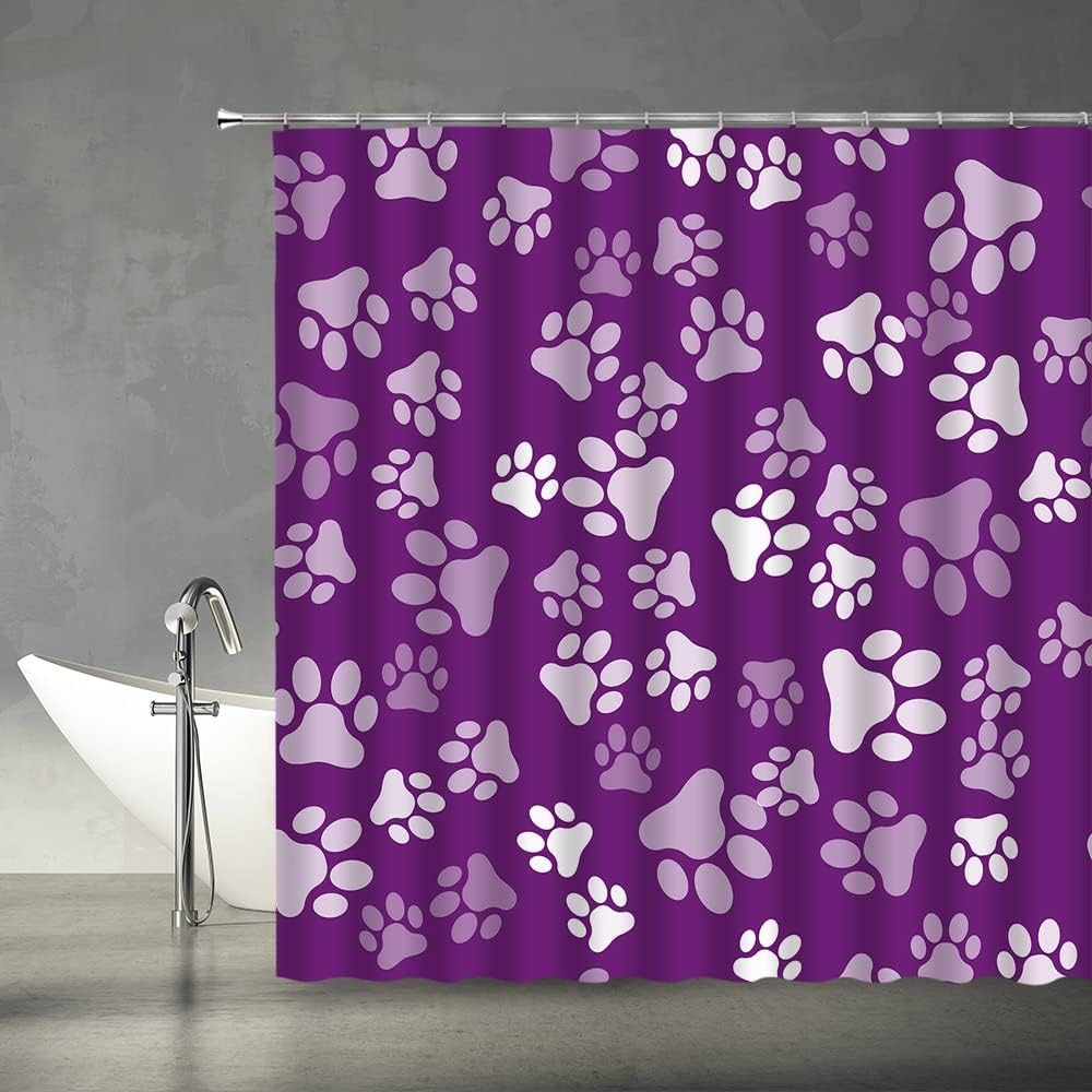 

Paw Print Shower Curtain Dog Paw Print Black White Gray Pet Animal Lover Creative Modern Cute Bathroom Home Decor With Hook W60H190(CM)-1 Pcs