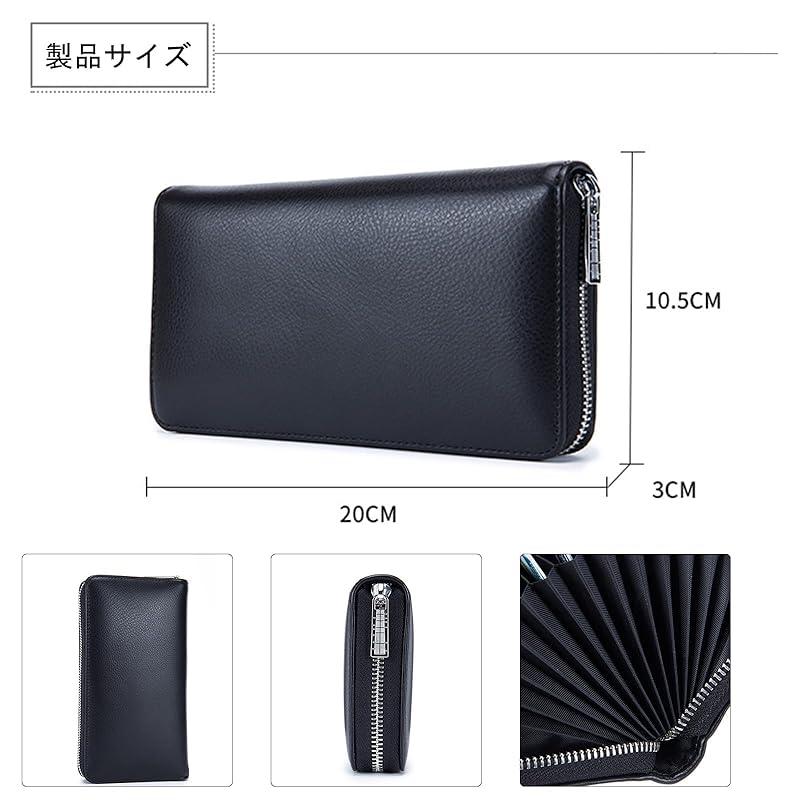 [ECNIONEJP] wallet men's large capacity long wallet long wallet men waterproof Made by top wallet craftsmen stylish black compact simple Plain color