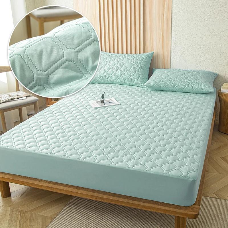 Waterproof Mattress Cover Bed Protector Case with Elastic Band Mattress Cover Fitted Sheet Soft Breathable King Mattress Cover Protector