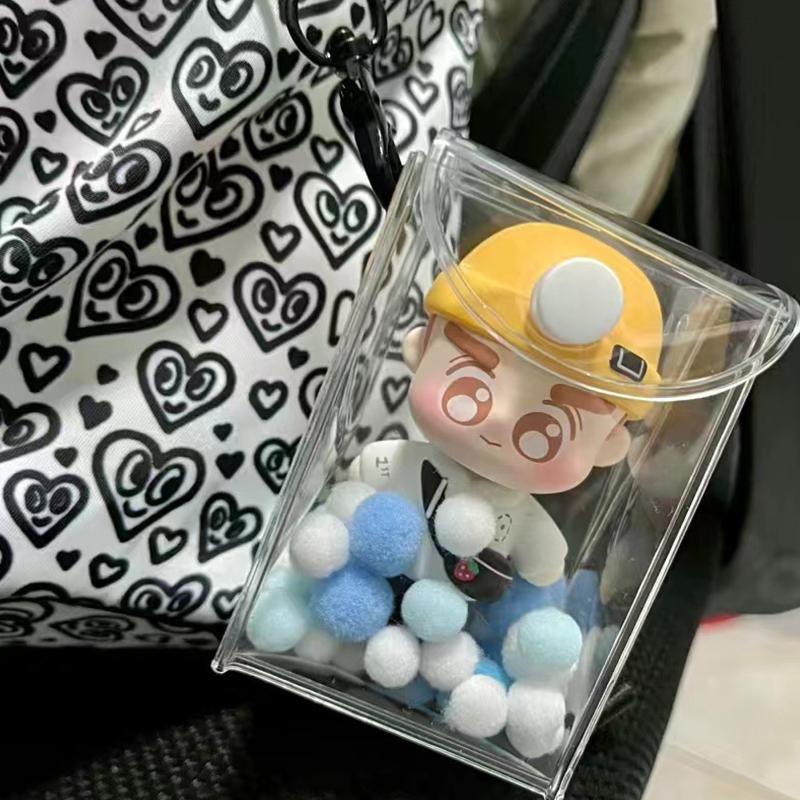 Mini Torba Ekspozycyjna na Lalki Anime Przezroczysta Portmonetka na Monety Wisiorek Kwadratowa Saszetka Organizer Portfel Klucze Szminka Słuchawki Torba do Przechowywania