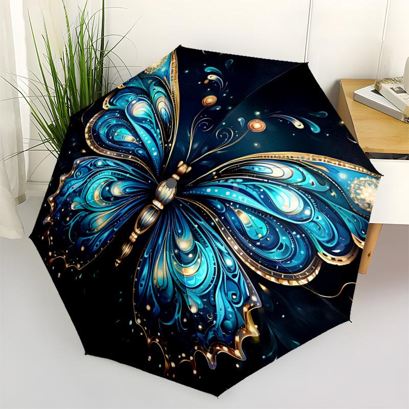 1pc Butterfly Fantasy Automatic Open/Close Umbrella with Folding feature Compact Travel Umbrella, Lightweight design, for Commuting043