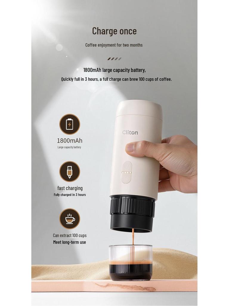 Cliton Portable Italian Espresso Capsule Machine - Semi-Automatic Moka Pot