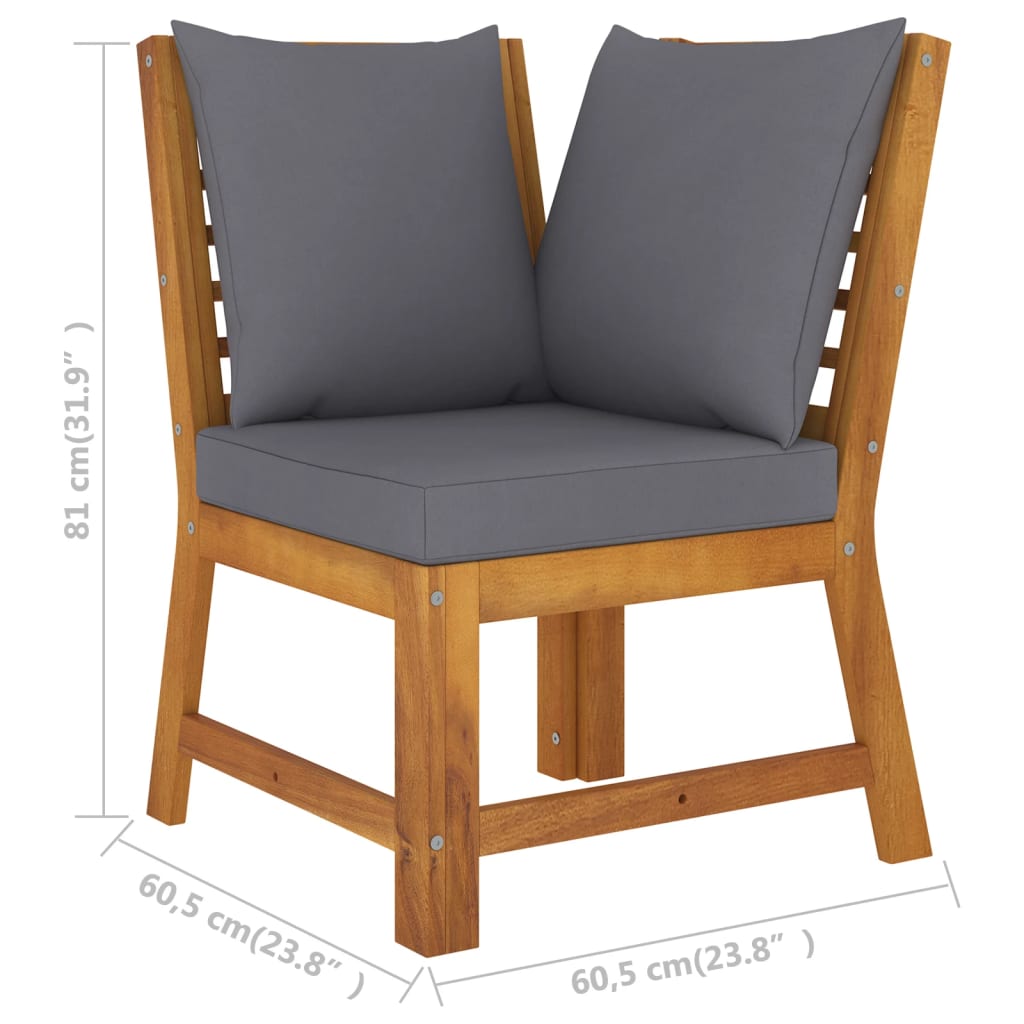 4 Piece Garden Lounge Set with Cushions Solid Acacia Wood