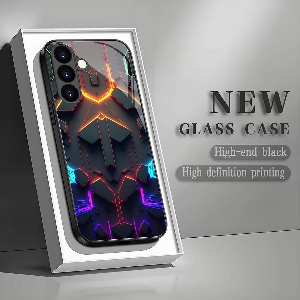 E-sports mecha pattern glass phone case suitable for Samsung Galaxy S26 S25 S24 S23 S22 S20 FE/Ultra/Plus anti fall back cover