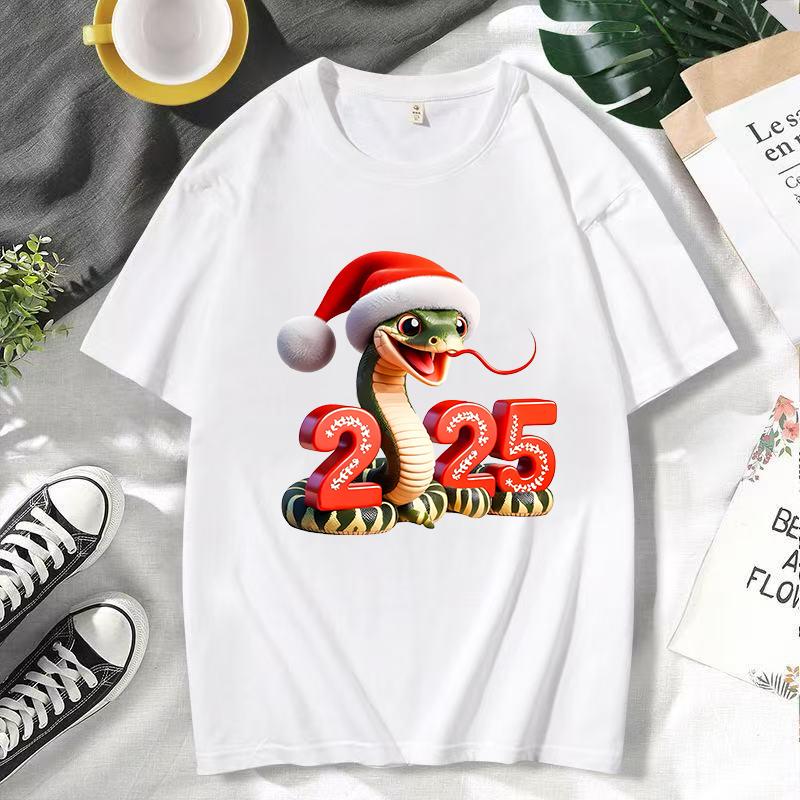 2025 Tričko Had pro nový rok Unisex Harajuku Ležérní Grafická trička Kawaii Kreslené Letní Tričko s krátkým rukávem Y2k Topy Pánské