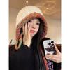 Plush Knitted Hat for Women In Autumn and Winter Handmade Big Head Surround Bag Hat Thickened Warm Furry Face-protecting Small Ear Protection Hat