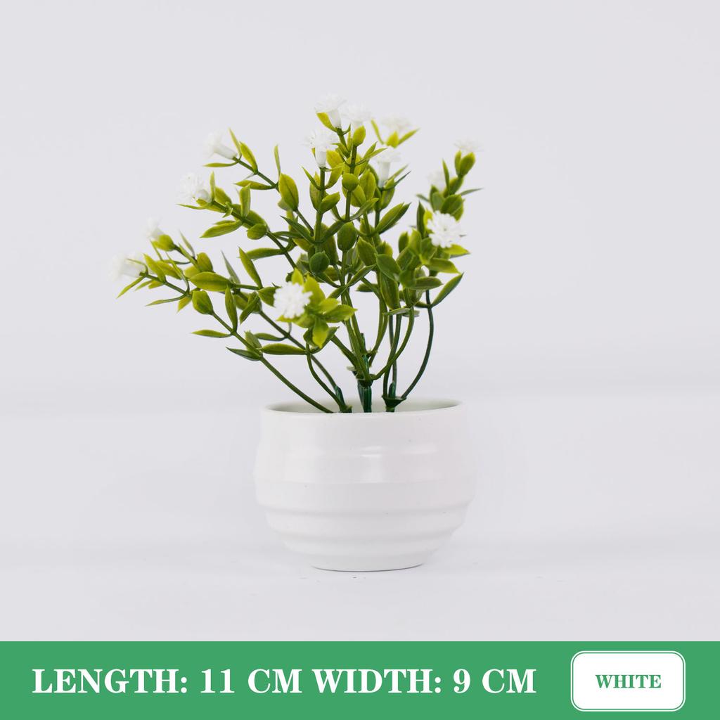 Mini Artificial Bonsai Plants Small Simulated Tree Pot Grass Fake Flowers Home Garden Office Table Room Decorative Ornaments