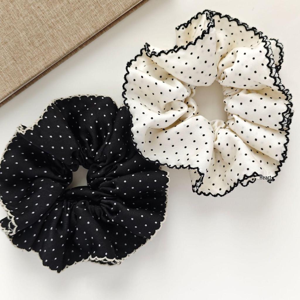Korean Retro Polka Dot Lace Slim Waist Hair Tie - High-End Intestine Hair Accessories