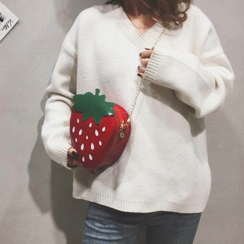 Summer Light Luxury Strawberry Crossbody Bag, Cute Shoulder Bag, Vertical Mobile Phone Bag, Versatile For Women.