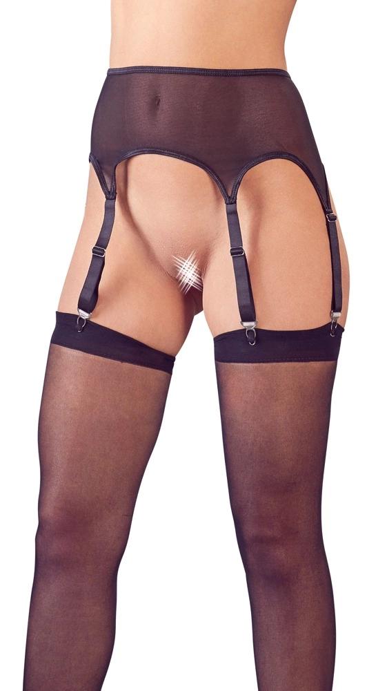 NO:XQSE - Sexy Mesh Garter Belt + Stockings Black S/M