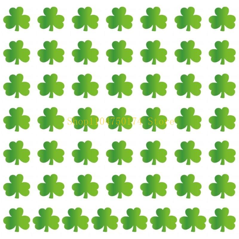 Set of 50 Patricks Day Shamrock Sticker Adhesive Plant Decal Paper Texture for Craft and Home Decoration Top Sale