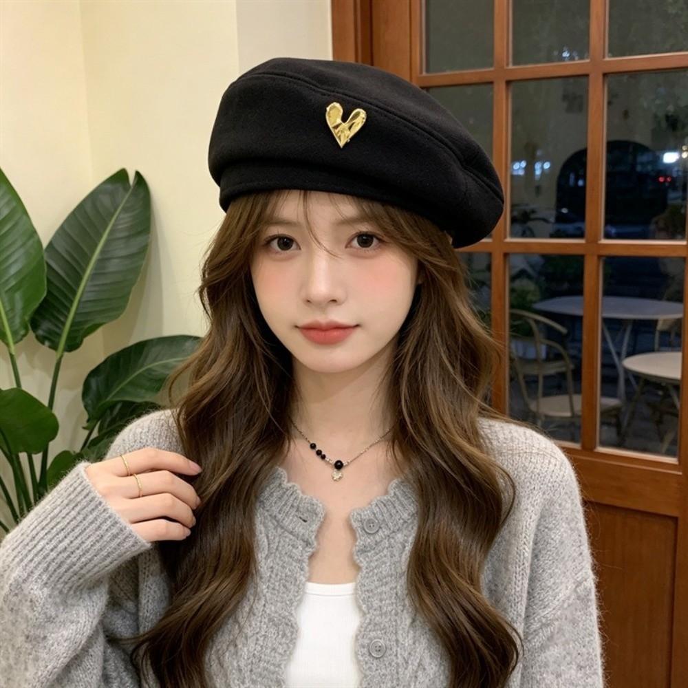 Heart Painter Hat Thick Octagonal Cap Punk Love Beret Winter