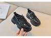 British Style 2023 Black Leather Shoes for Kids: Medium & Large, Lace-Up, Thick-Soled, Perfect for Students' Performances, Boys & Girls.