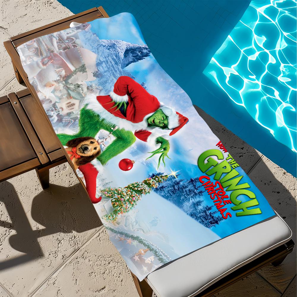 Cartoon How the G-Grinchs S-Stole Towel Soft Pool Gift For Travel Gym Shower Camping Quick Dry Sports Large Beach Towel
