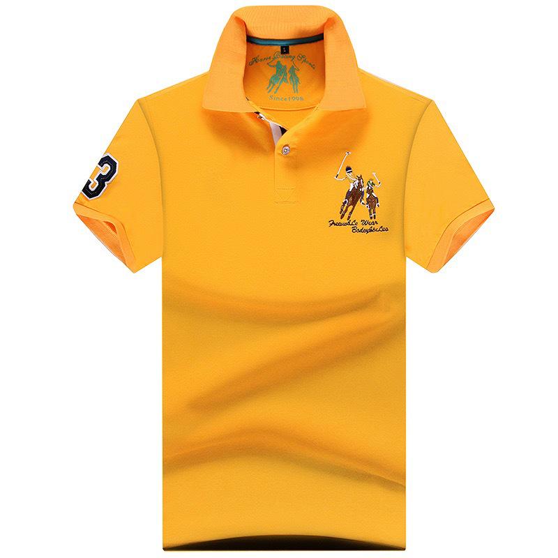 Authentisches Paul Herren Kurzarm-Polo mit Pferdelogo, gesticktem Kragen, Übergröße lockere Passform