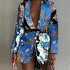 Long Sleeve Open Front Coat Women Fashion Color Print Suit Jacket