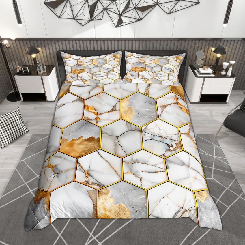 Comforter Homewish Colorful Marble Contemporary Watercolor Bedding Set Abstract Stone Pattern Set