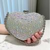 2025 Luxury Diamond Inlay Heart Shape Crystal Clutch Purse Stones Wedding Party Evening Shoulder Bag Rhinestone Clutches Bags