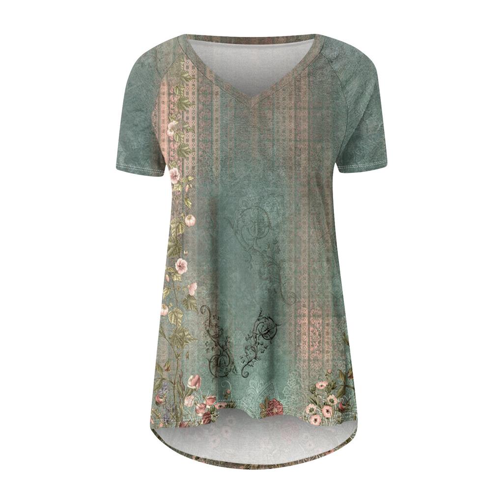 Damen Kurzarm Plissee Lose Tops Plus Size Casual Tops V-Ausschnitt Kurze Ärmel Casual Sommer T-Shirts Damen Tops T-Shirts Shirts