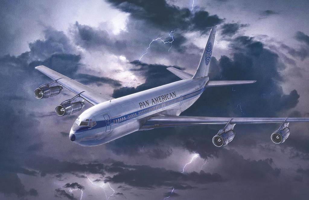 Roden Scale American Boeing Pan Am Airliner Plastic Model Kit RE14338 1/144 707-321 (Airplane)