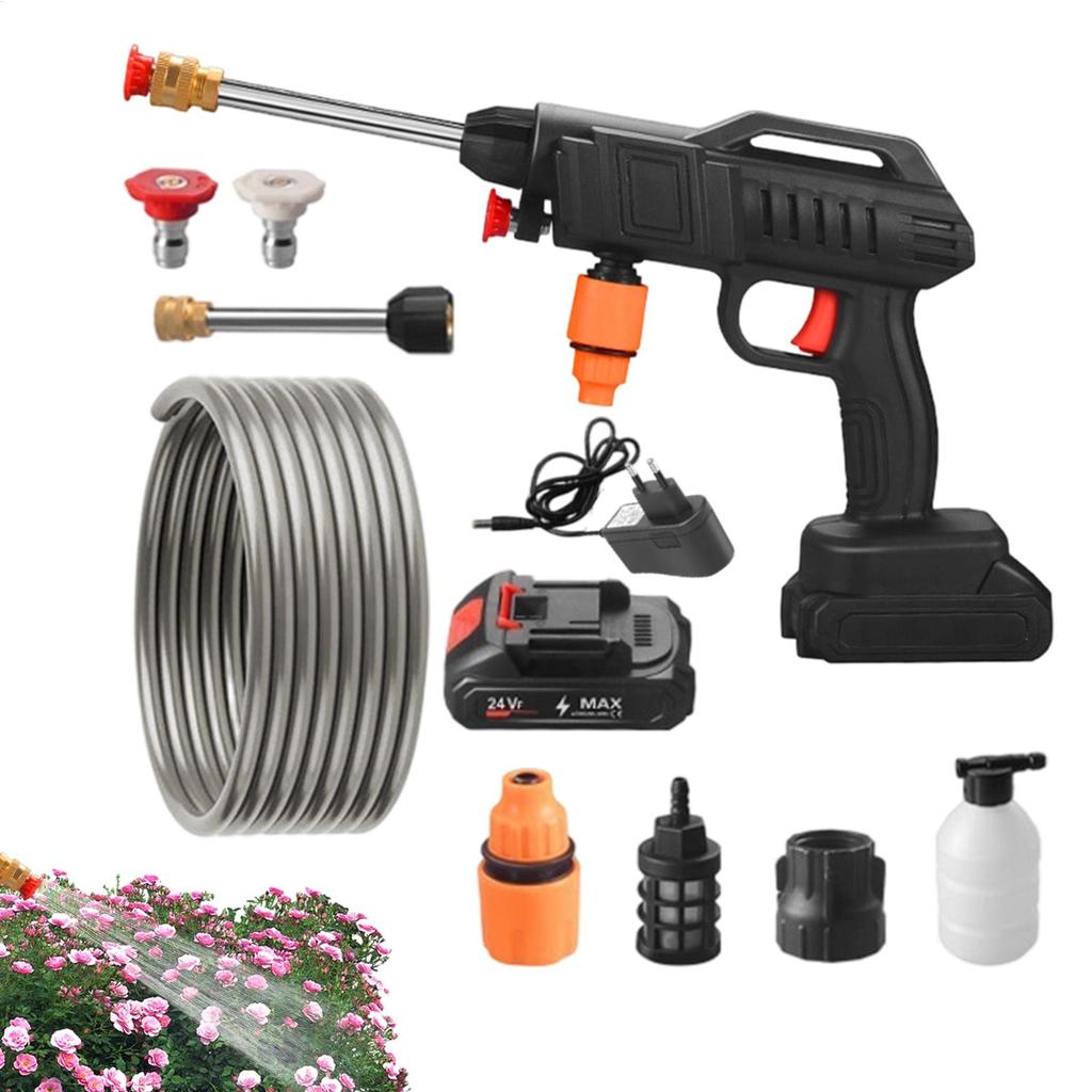 Cordless Power Washer Cordless Washing Tool Rechargeable Car Pressure Washer With 16.4 Ft Hose For Car Home Garden Outdoor Plant