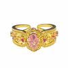 Sweet Girl Heart Pink Love Zircon Crown Open Ring Niche Design Light Luxury High Sense Fashion Ring