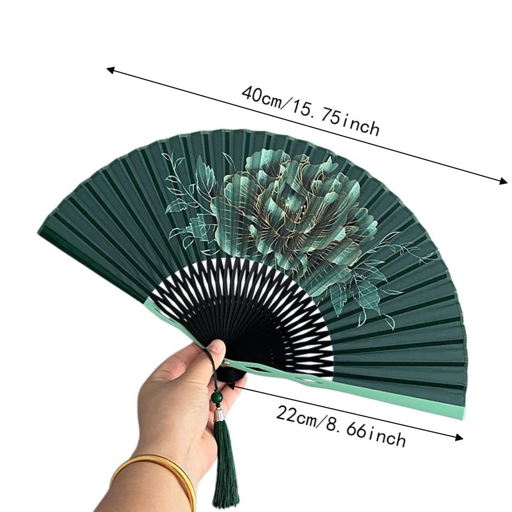 Bambusrahmen Faltbarer Handfächer Pfingstrosenblüten Tanzfächer Sanftes Design Retro Handfächer Geschenkidee
