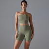 New One-piece Sports Bra With Anti Slip, Anti Glare, Strapless Yoga Suit Set, Base, Fitness Shorts Two-piece Set