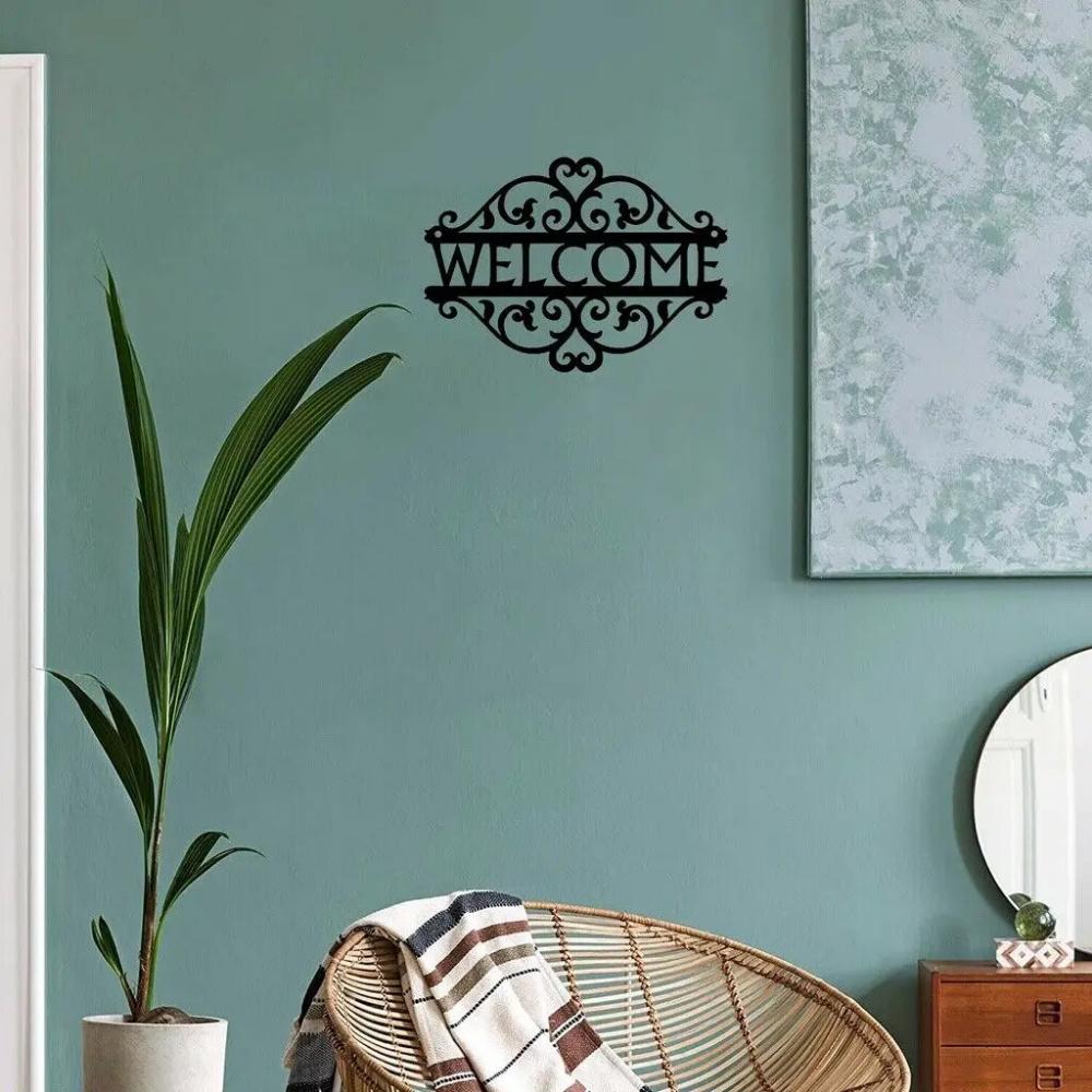 Curling Vine Metal Art Welcome Sign Ornaments Decorative Wall Stickers Decorative Wall Stickers Curling Vine Sign Ornaments