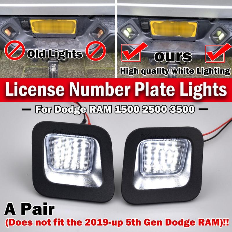 2Pcs Car LED License Number Plate Lights For Dodge RAM 1500 2500 3500 Trunks 2003-2010 2011 2012 2013 2014 2015 2016 2017 2018