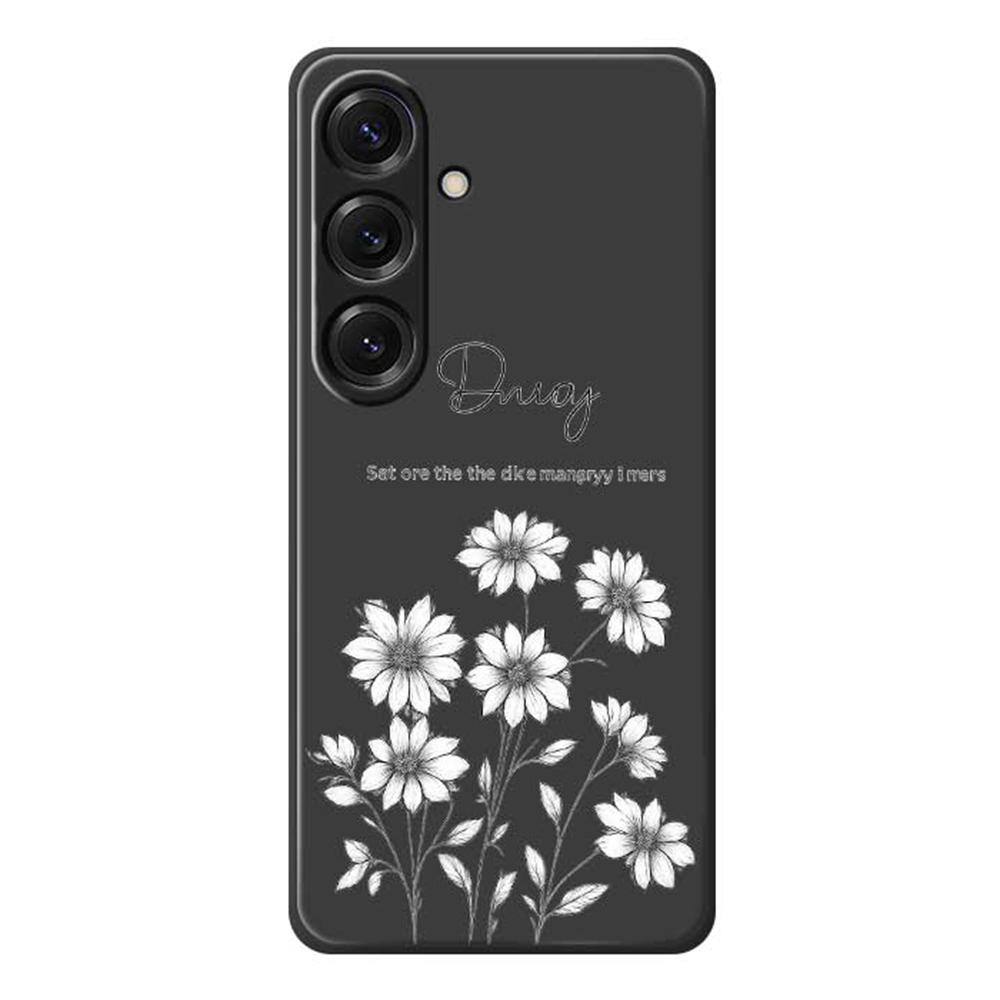 

Для Samsung Galaxy S25 Чехол Эскизный Цветочный Узор Печать Прямой Край ТПУ Задняя Крышка для Телефона Black