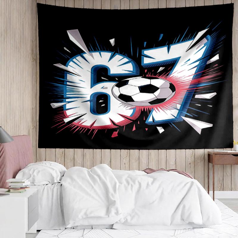 67 Print Tapestry, Backdrop, Easy Setup, Ideal for Bedroom, Office & Living Room, with Aesthetic Wall Hanging Decor.