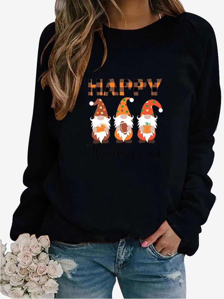 Herbst und Winter Damen Weihnachten Thema Druck Pullover Rundhals Langarm Casual Sweatshirt Plus Size Top