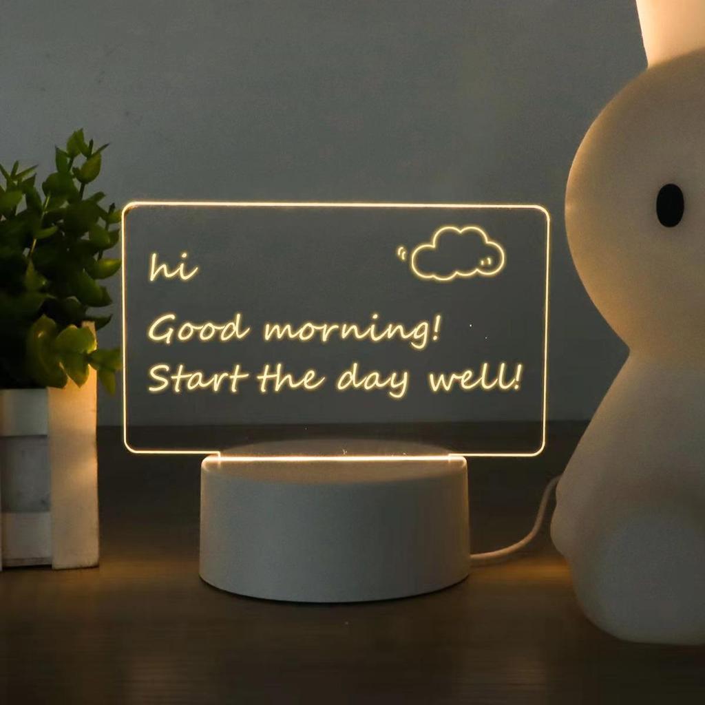 DIY Luminous Message Board 3D Lampka Nocna - Akrylowa Tablica do Pisania z Możliwością Ścierania