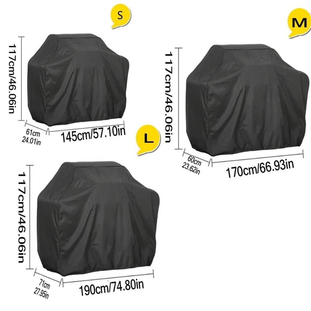 BBQ Cover Outdoor Dust Waterproof Black Heavy Duty Grill Cover Rain Protective Outdoor Resistant Barbecue Charcoal Grill Cover